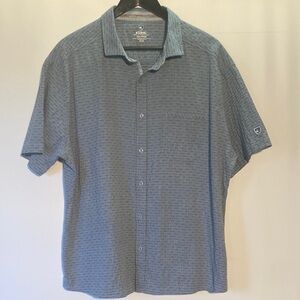 Kuhl Provok Men’s Short-Sleeve Textured Blue Button-Down Shirt